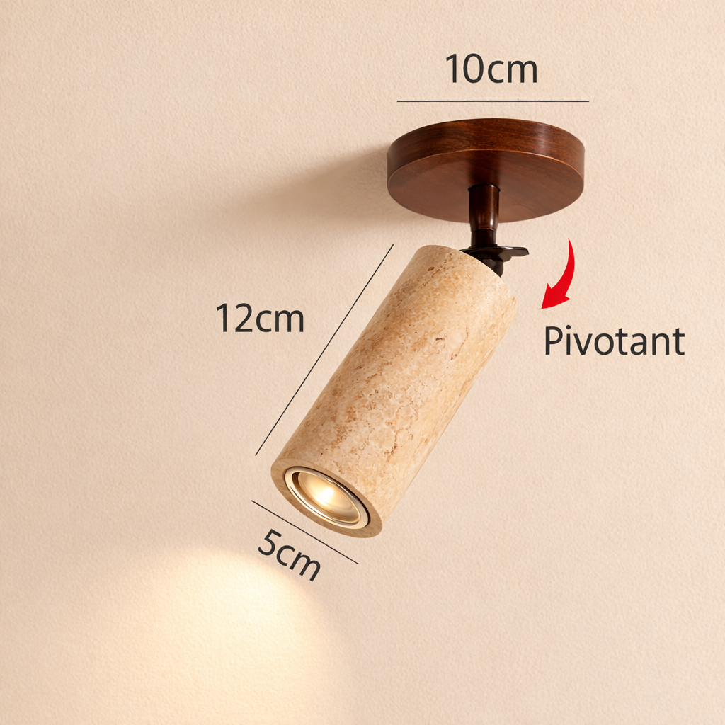 Applique Murale Cylindrique Pivotante Cesilyra en Travertin