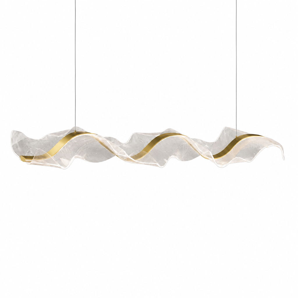 Tenrys Luminaires Suspensions Vague Moderne Métal/Acrylique Blanc/Doré Salon