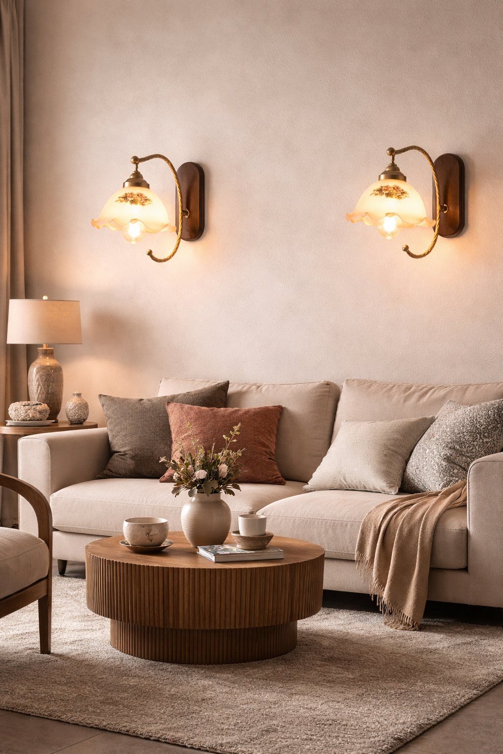 Lampe murale vintage en bois Olyss