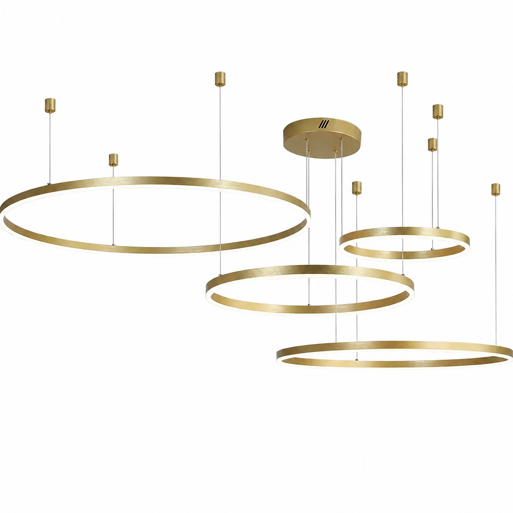 Tchiras Suspension Anneau Moderne Métal Noir/Doré/Café Salon