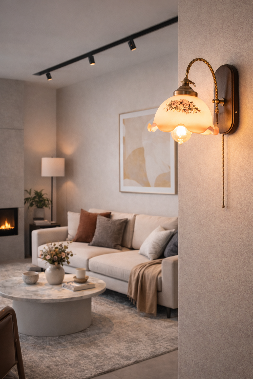 Lampe murale vintage en bois Olyss