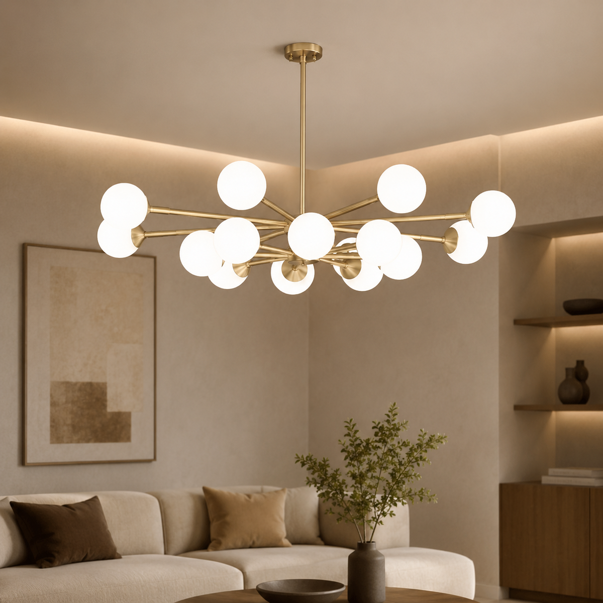 Lustry Lustre Bulle Moderne, Doré, Noir, en verre Salon