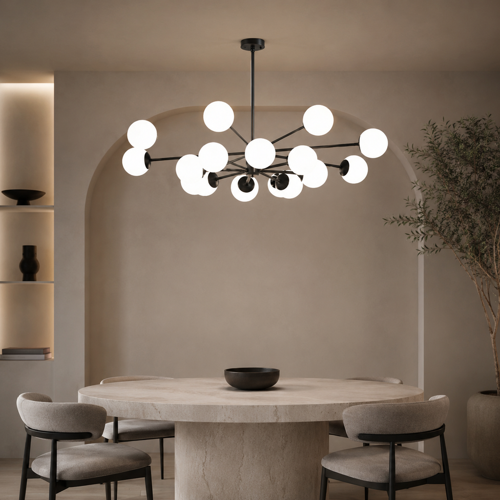 Lustry Lustre Bulle Moderne, Doré, Noir, en verre Salon