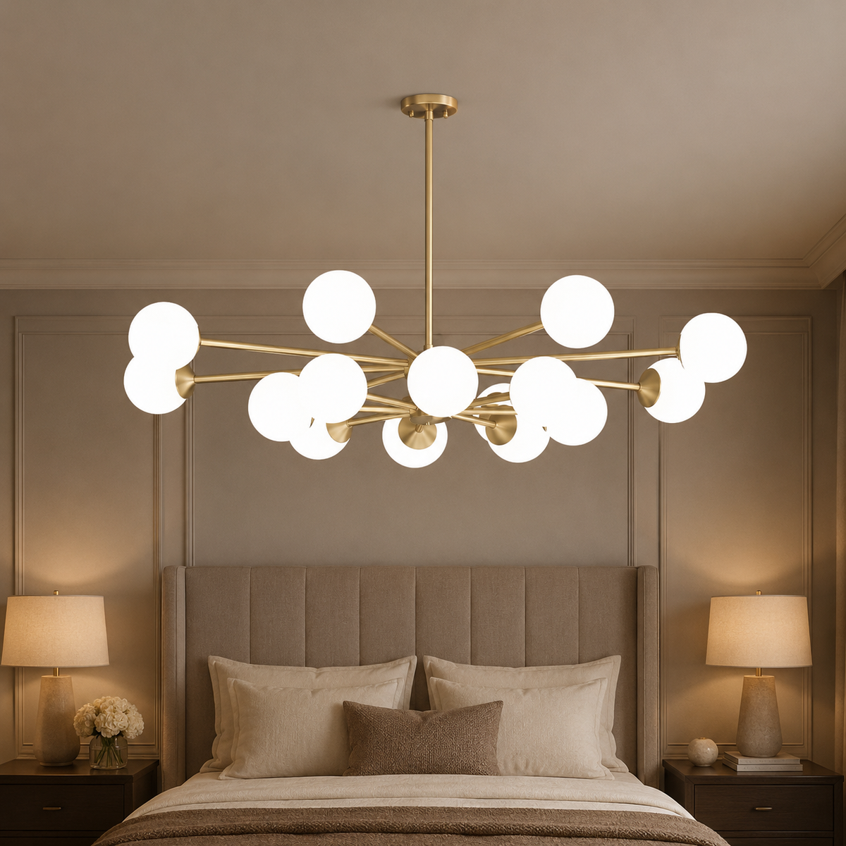 Lustry Lustre Bulle Moderne, Doré, Noir, en verre Salon