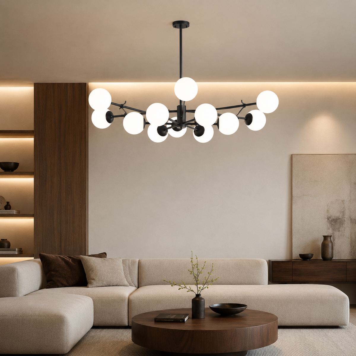 Lustry Lustre Bulle Moderne, Doré, Noir, en verre Salon