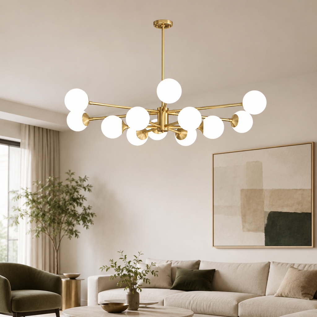 Lustry Lustre Bulle Moderne, Doré, Noir, en verre Salon