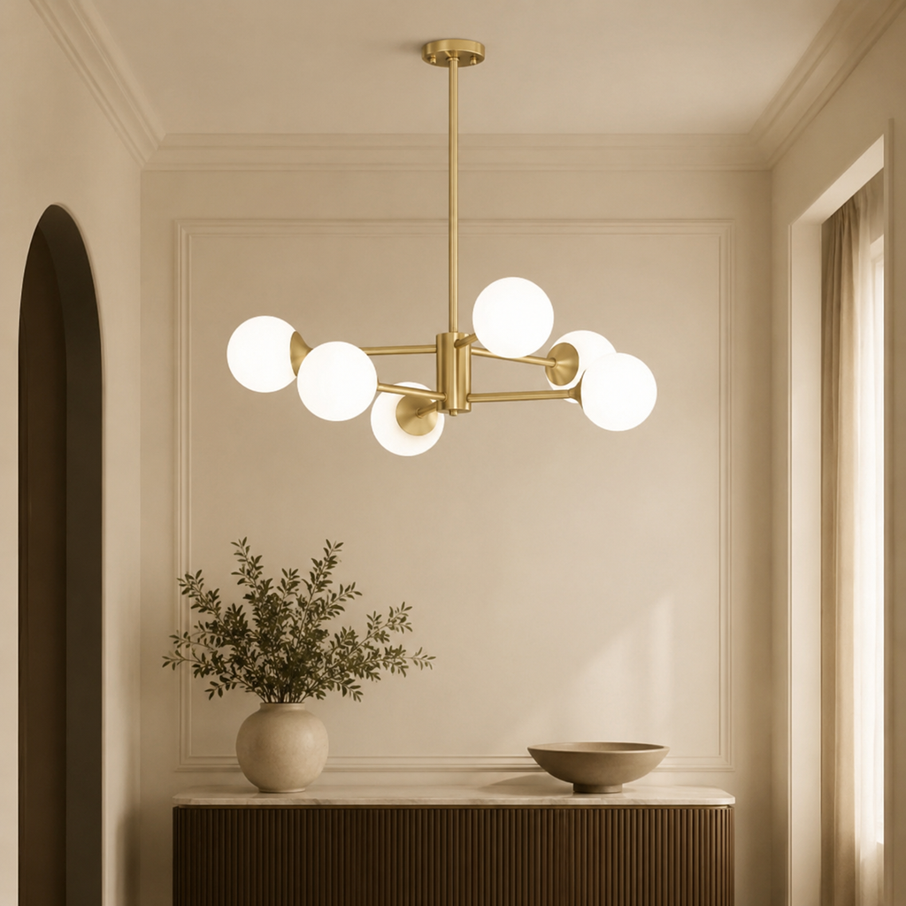 Lustry Lustre Bulle Moderne, Doré, Noir, en verre Salon