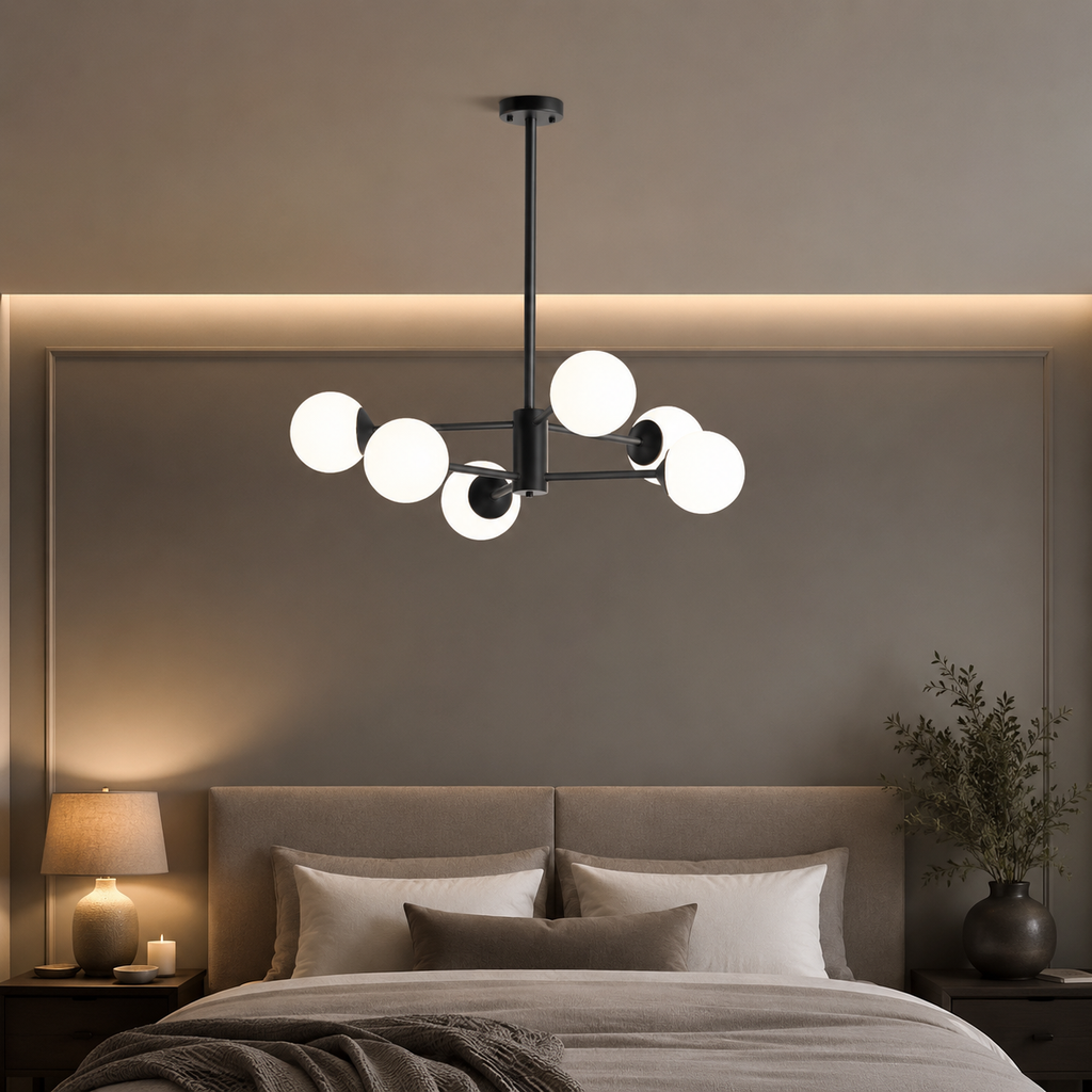 Lustry Lustre Bulle Moderne, Doré, Noir, en verre Salon