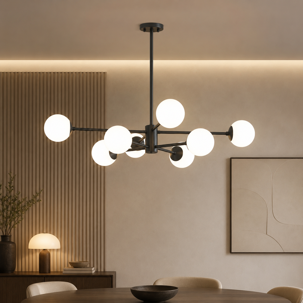 Lustry Lustre Bulle Moderne, Doré, Noir, en verre Salon