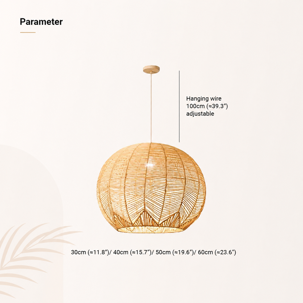 Suspension Ballon en Rotin – Luminaire Vintage LED