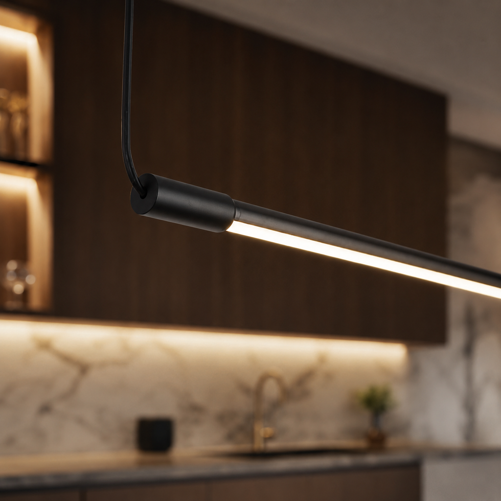 Barre – Suspension Linéaire LED Noire - Salon