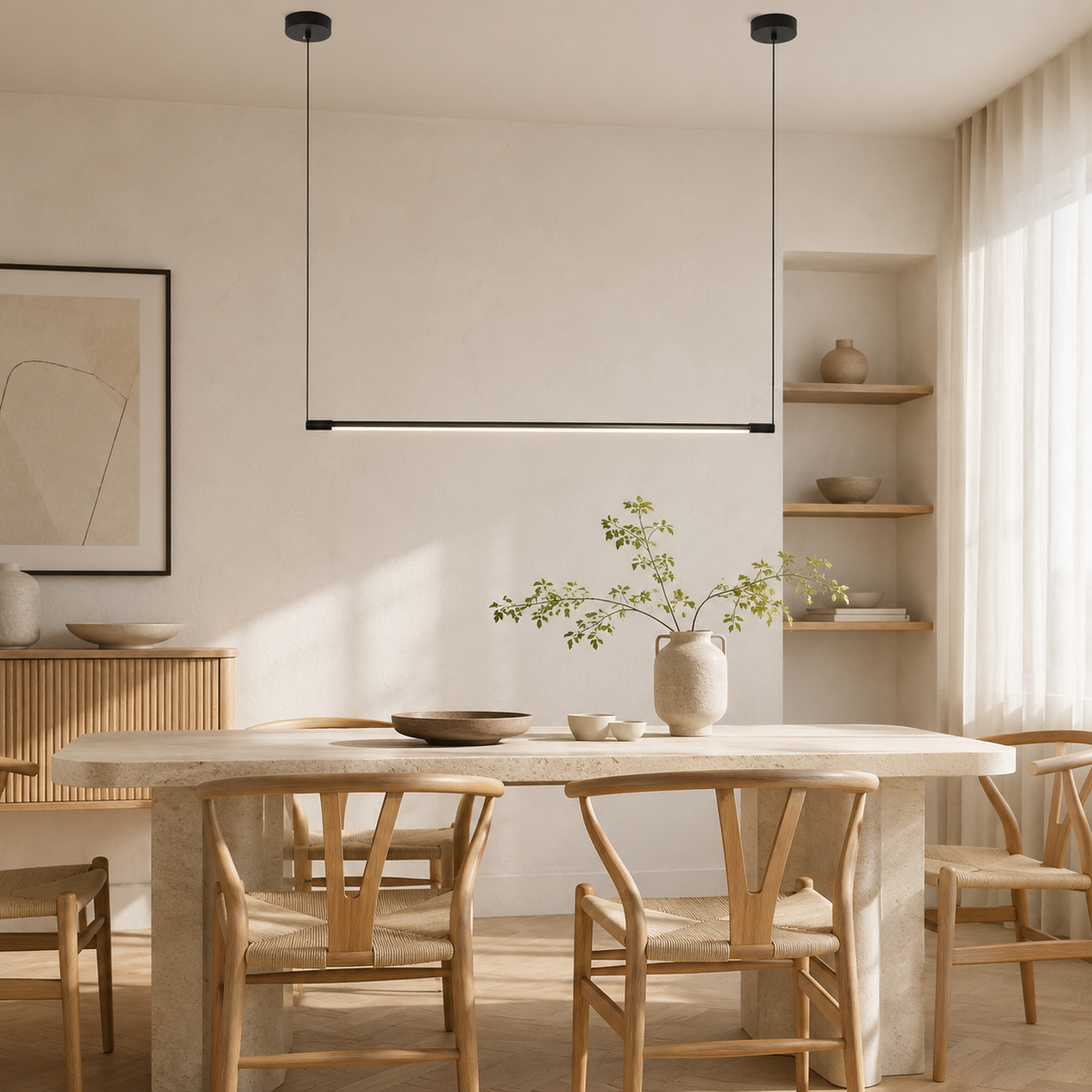 Barre – Suspension Linéaire LED Noire - Salon