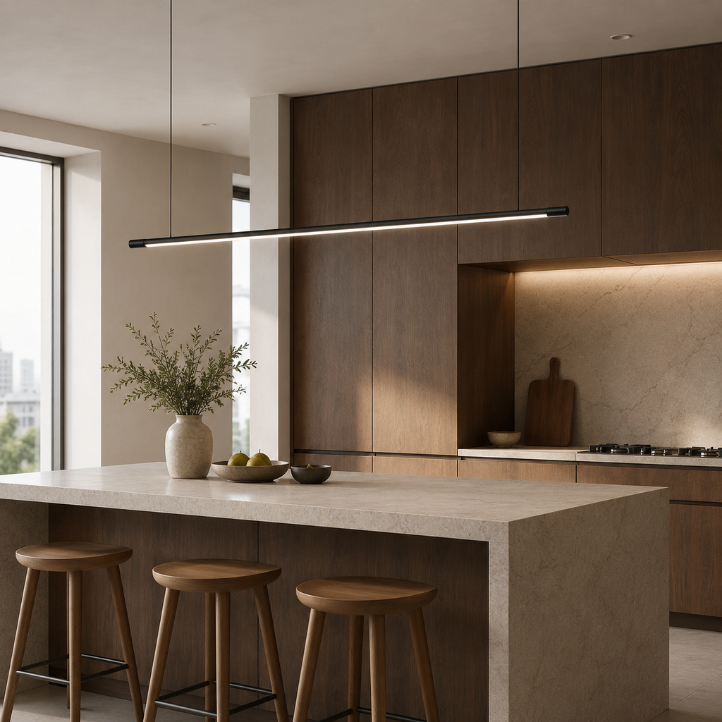 Barre – Suspension Linéaire LED Noire - Salon