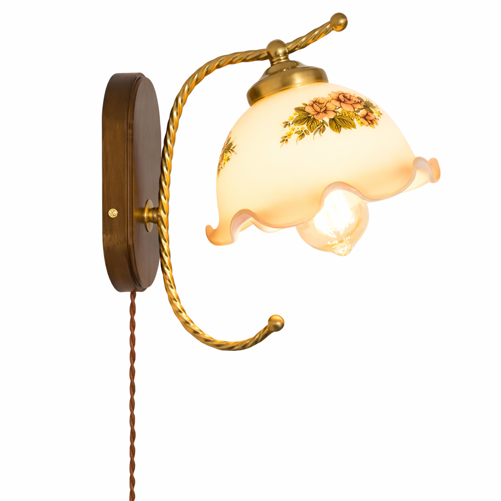 Lampe murale vintage en bois Olyss