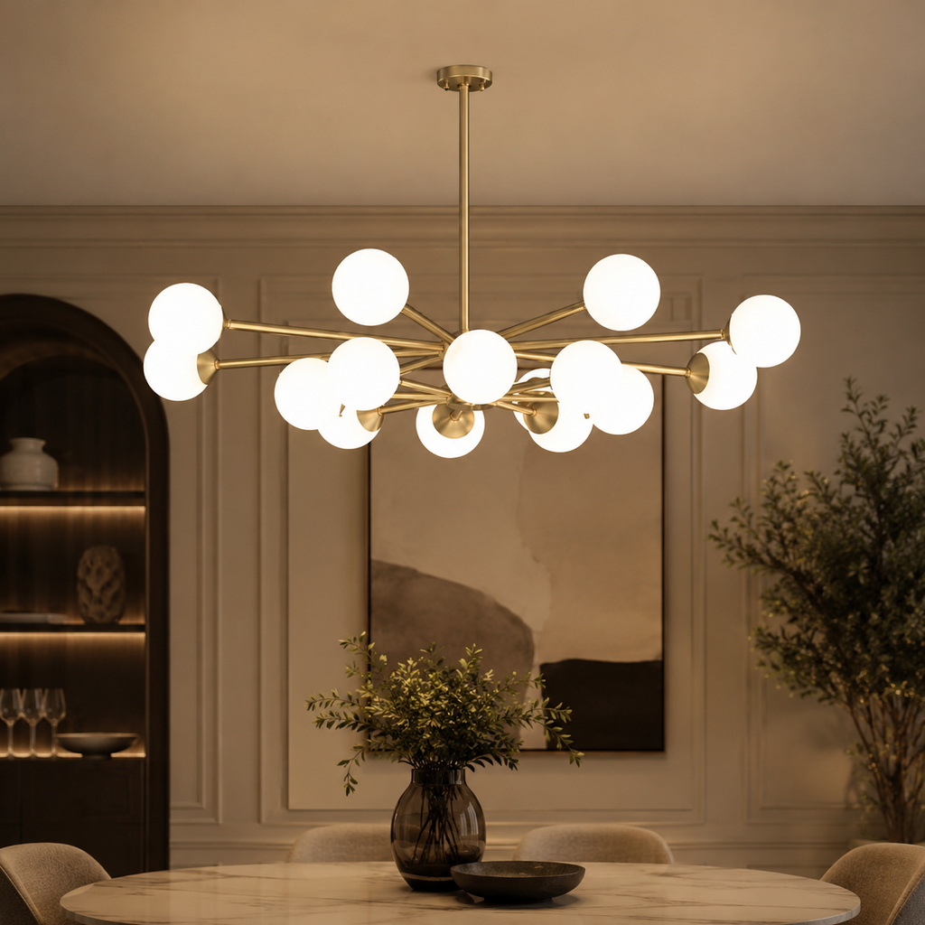 Lustry Lustre Bulle Moderne, Doré, Noir, en verre Salon