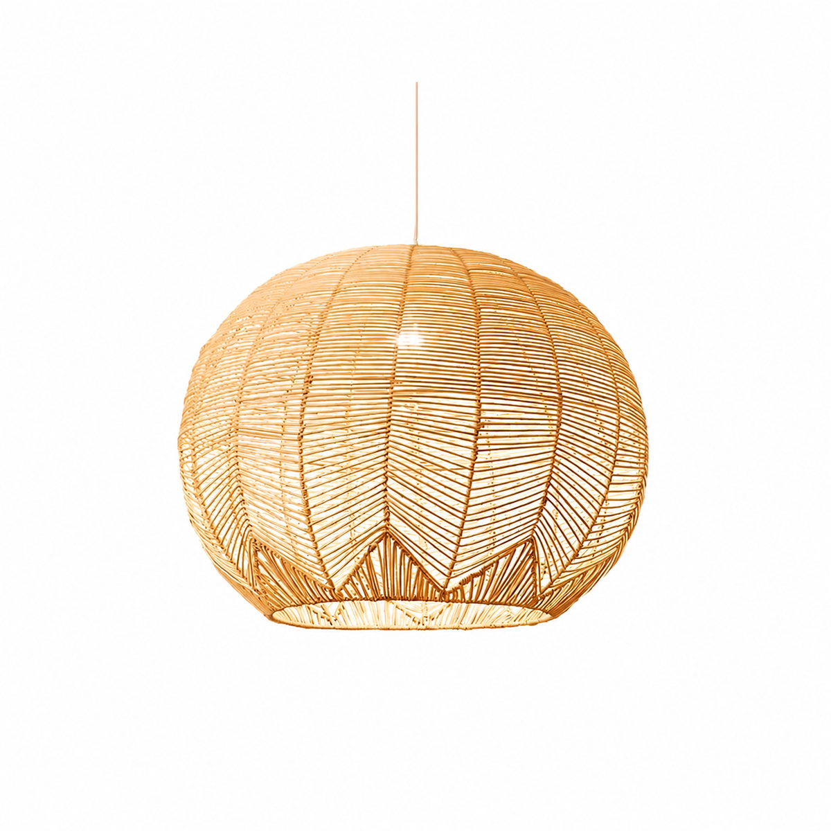 Suspension Ballon en Rotin – Luminaire Vintage LED