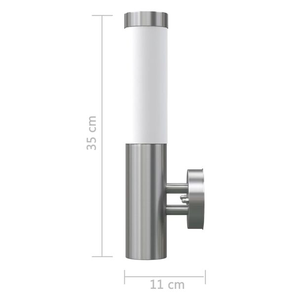 2 appliques murales moderne en acier inoxydable