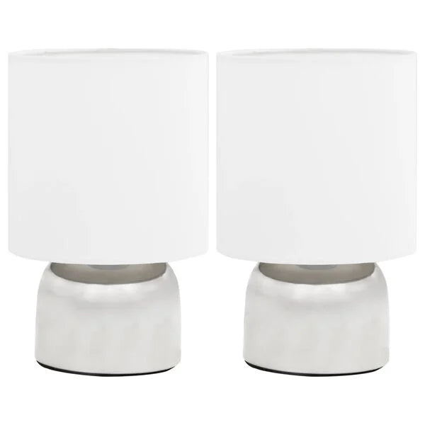 2 Lampes de table Bouton tactile Argenté