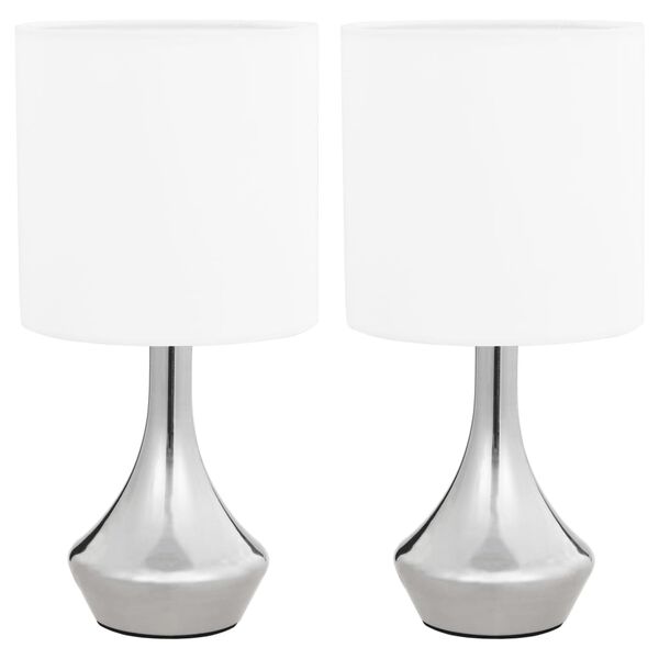 2 Lampes de table Bouton tactile Argenté