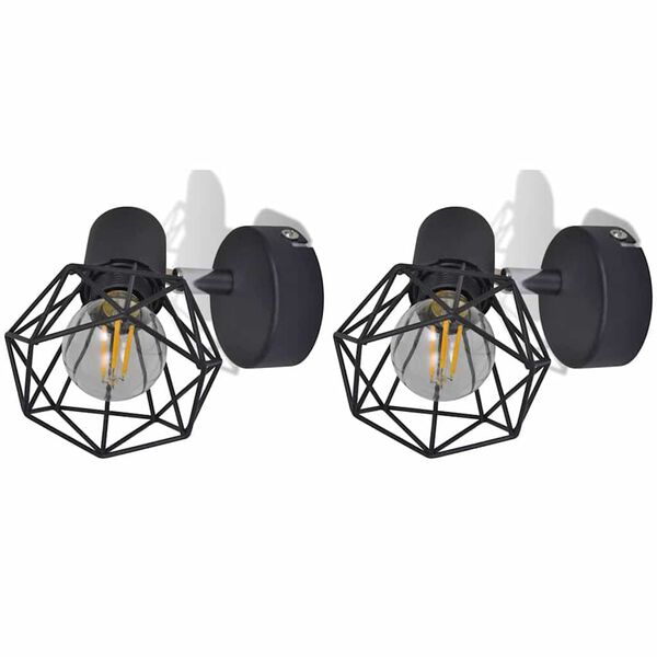 Applique murale noir vintage LED (lot 2)