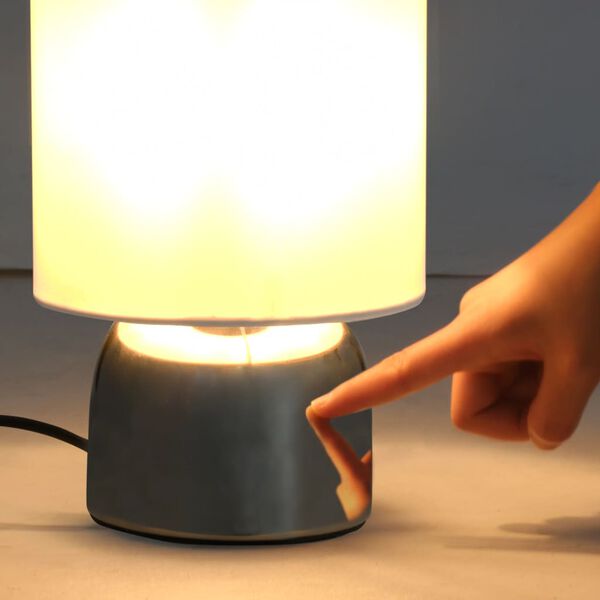 2 Lampes de table Bouton tactile Argenté
