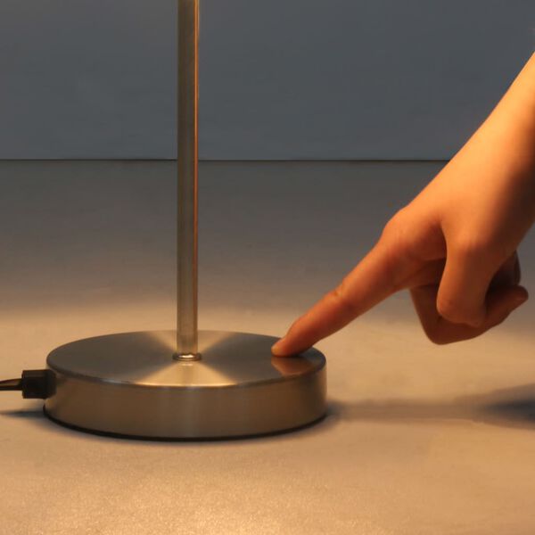 2 Lampes de table Bouton tactile Argenté