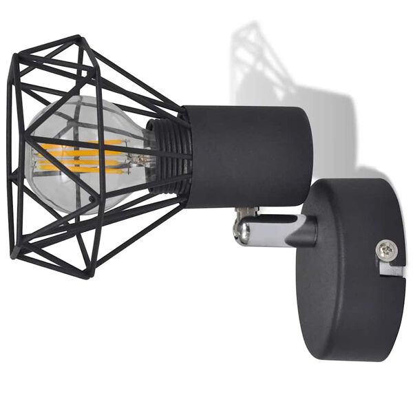Applique murale noir vintage LED (lot 2)