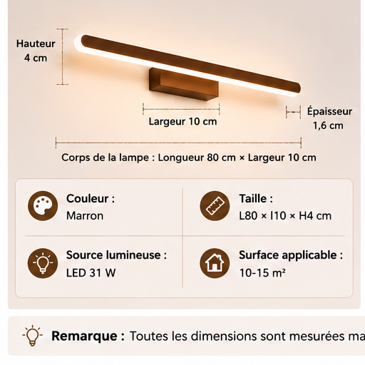 Applique Murale LED Luméa – Design Moderne pour Miroir & Salle de Bain